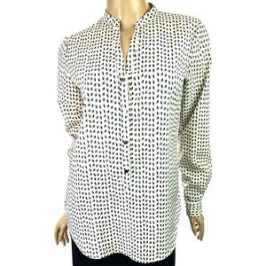 Daisy Fuentes Size XS Blouse Pullover Black/White/Gray Long Sleeve Polyester